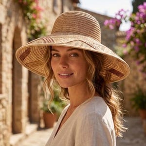 Vintage Liz Claiborne Woven Straw Sun Hat Wide Brim Italy - Etsy display picture 1