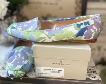 Mocasines Bandolino vintage con estampado floral azul y blanco Liberty 8