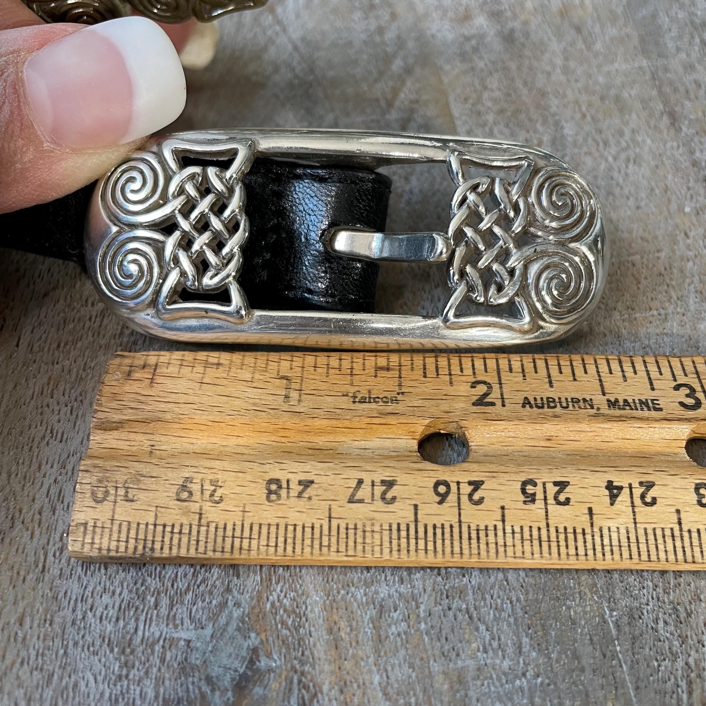 Vintage Brighton Celtic Viking Reversible Leather and Chain Mesh Belt M/32 BRIGHTON Celtic Knot Black Embossed Weave Leather Belt  main image 3