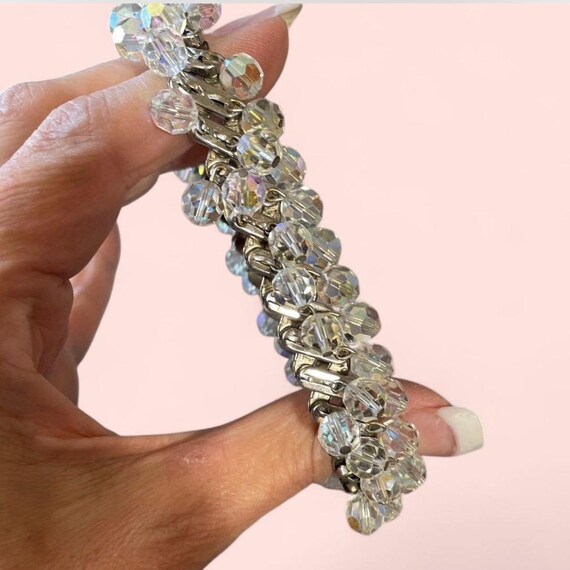 Vintage Silver crystal stretch bracelet Hollywood… - image 9