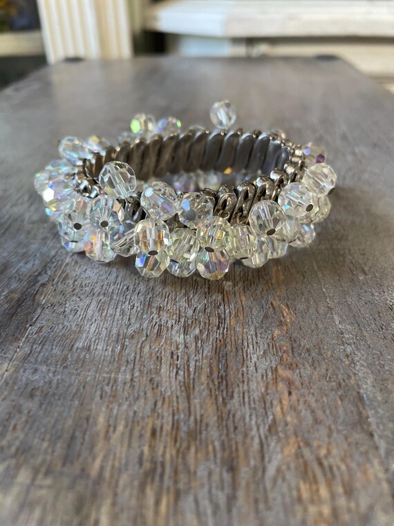 Vintage Silver crystal stretch bracelet Hollywood… - image 6