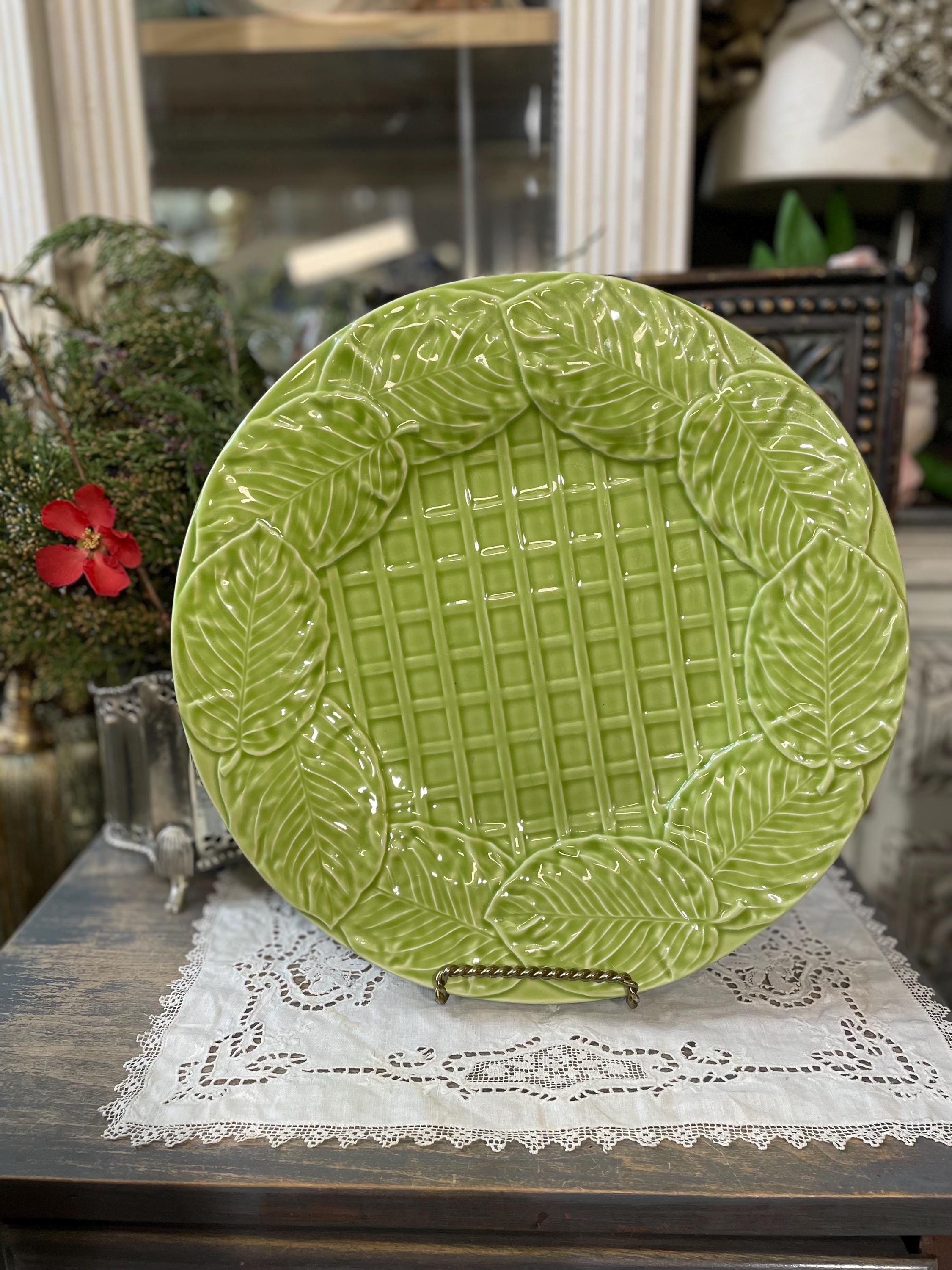 のりこ様ChristianLouboutin39.5 Pigalle Plato Vintage Bordallo Pinheiro Majolica Light Lime Green Ceramic Basket