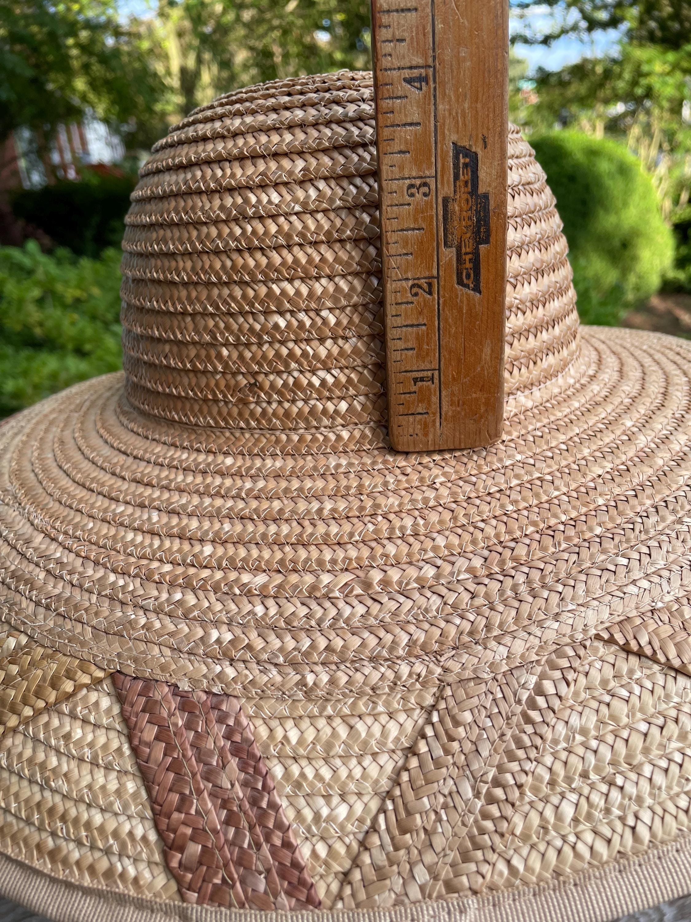 Vintage Liz Claiborne Straw Sun Hat in Natural Tan Vintage Liz Claiborne Woven Straw Sun Hat Wide Brim Italy - Etsy main image 2