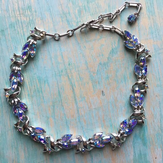 Coro Vintage AB Crystal & Silver Necklace