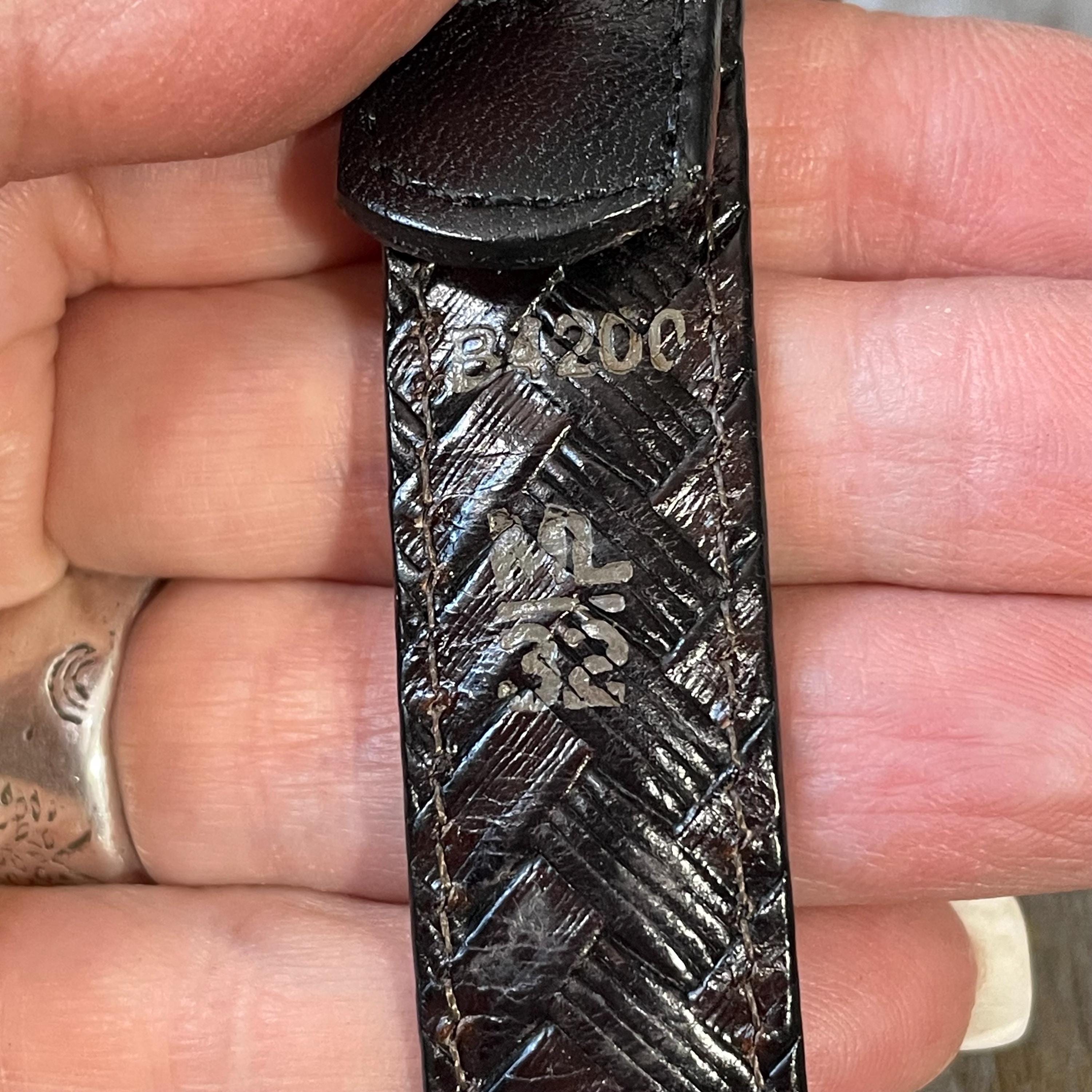 BRIGHTON Celtic Knot Black Brown Embossed Weave Leather Belt, Reversible M/L Artisan Handcrafted Celtic Knot Embossed Leather Belt  main image 3