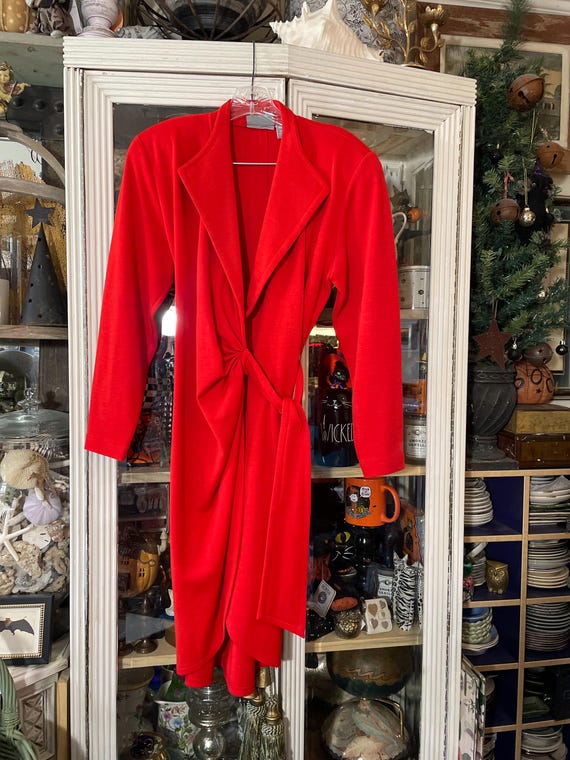 vintage Liz Claiborne red knit wrap dress M