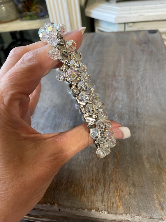 Vintage Silver crystal stretch bracelet Hollywood… - image 3