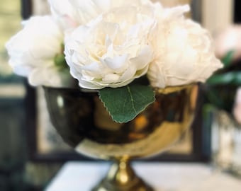 bol sur pied vintage en laiton, décoration champêtre française, héritage