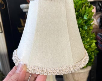 Small Lampshades nightlight Bulb natural cream white beige red fabric beaded decorative clip on