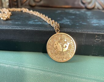 Vintage Sarah Coventry Gold Horoscope Sun Sign Necklace Astrology