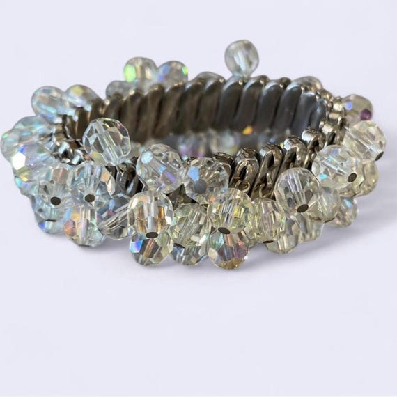Vintage Silver crystal stretch bracelet Hollywood… - image 1