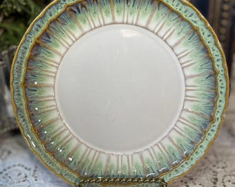Vintage Hornsea England Pottery 8-1/4” Salad Plate Green & White