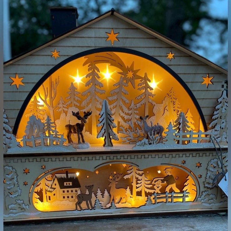 Martha Stewart wood light up winter Christmas holiday decor trees deer image 6