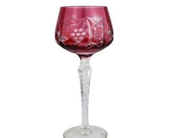 Vintage Rexxford Crystal West Germany Strawberry Diamond Cranberry