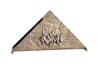 Hans Jensen Art Deco Tavern Scene Pewter Letter Mail, Napkin Stand