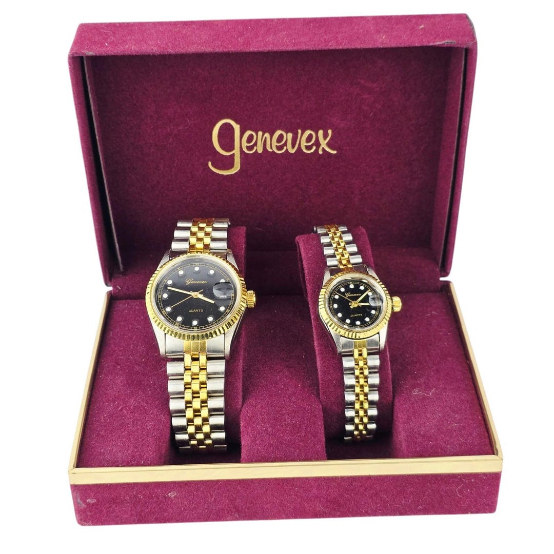 Him & Her Genevex Quartz Two-Tone Date Watch Battery Needed Him & Her Genevex Quartz Two-tone Date Watch Battery Needed  main image 2