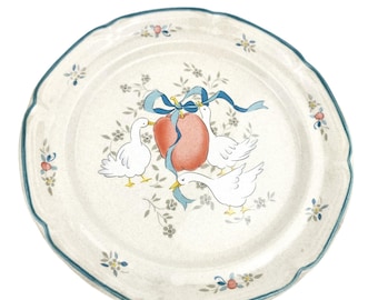 Vintage International China Marmalade Stoneware Plate Goose Fruits Flowers Ribbon