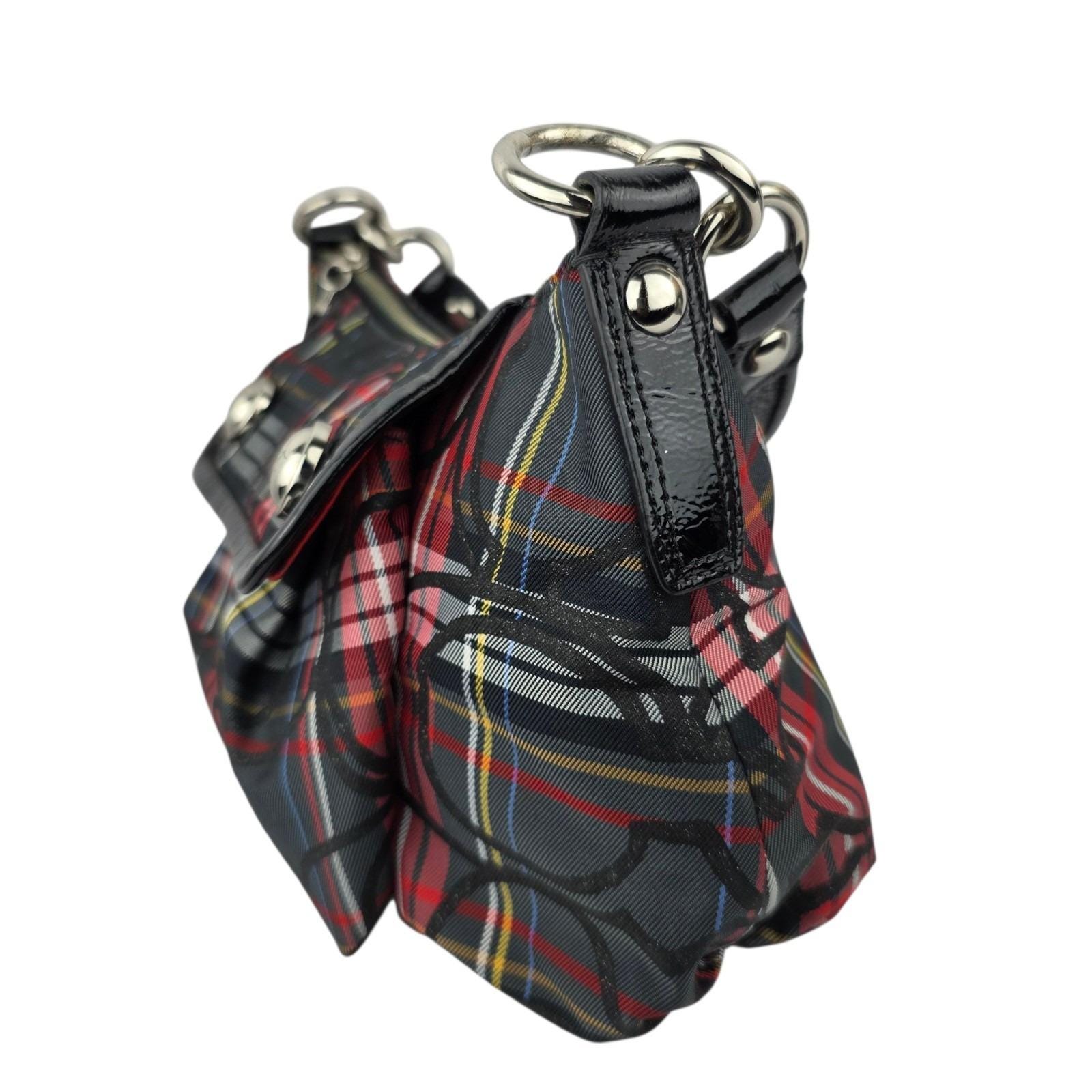 Coach Poppy 2-way Canvas Shoulder Bag Multi-color Black Red 12