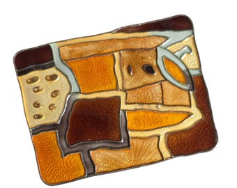 1957 David Andersen Autumn Sterling Silver Enamel Brooch 1.25" x 1.75"