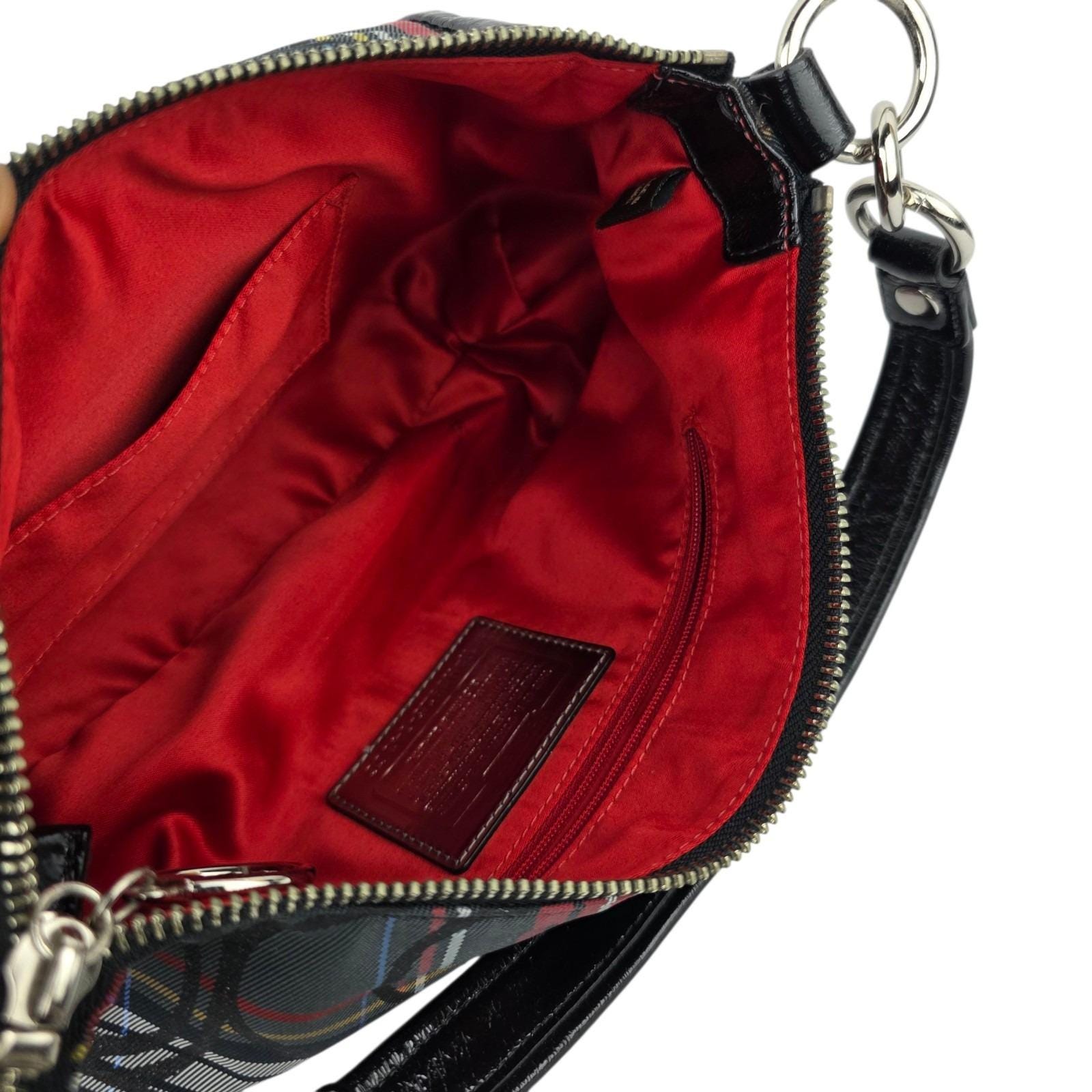 Coach Poppy 2-way Canvas Shoulder Bag Multi-color Black Red 12