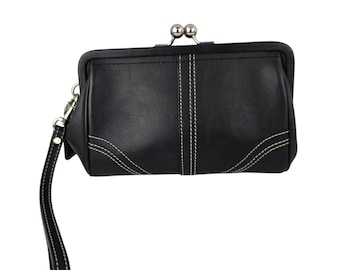 Vintage Coach 7155 Black Change Purse Kisslock - Etsy