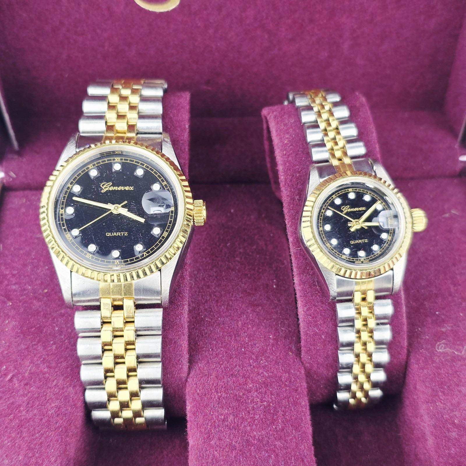 Him & Her Genevex Quartz Two-tone Date Watch Battery Needed 