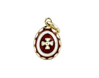 Imperial Faberge 14K Yellow Gold Enamel Egg Pendant