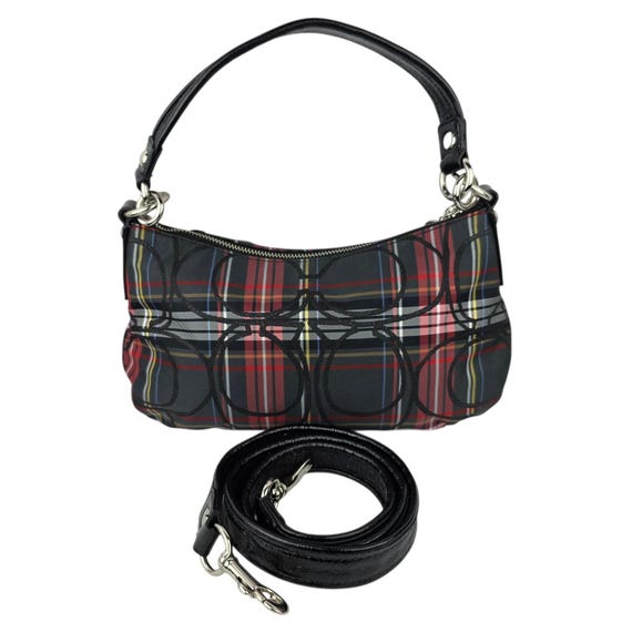 Coach Poppy 2-way Canvas Shoulder Bag Multi-color Black Red 12