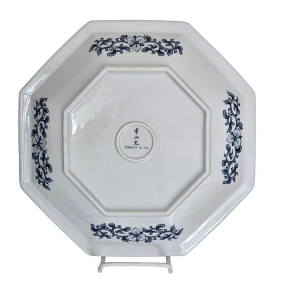 Tiffany & Co Blue Octagon Large Dinner Plate Dragon Asian Japan
