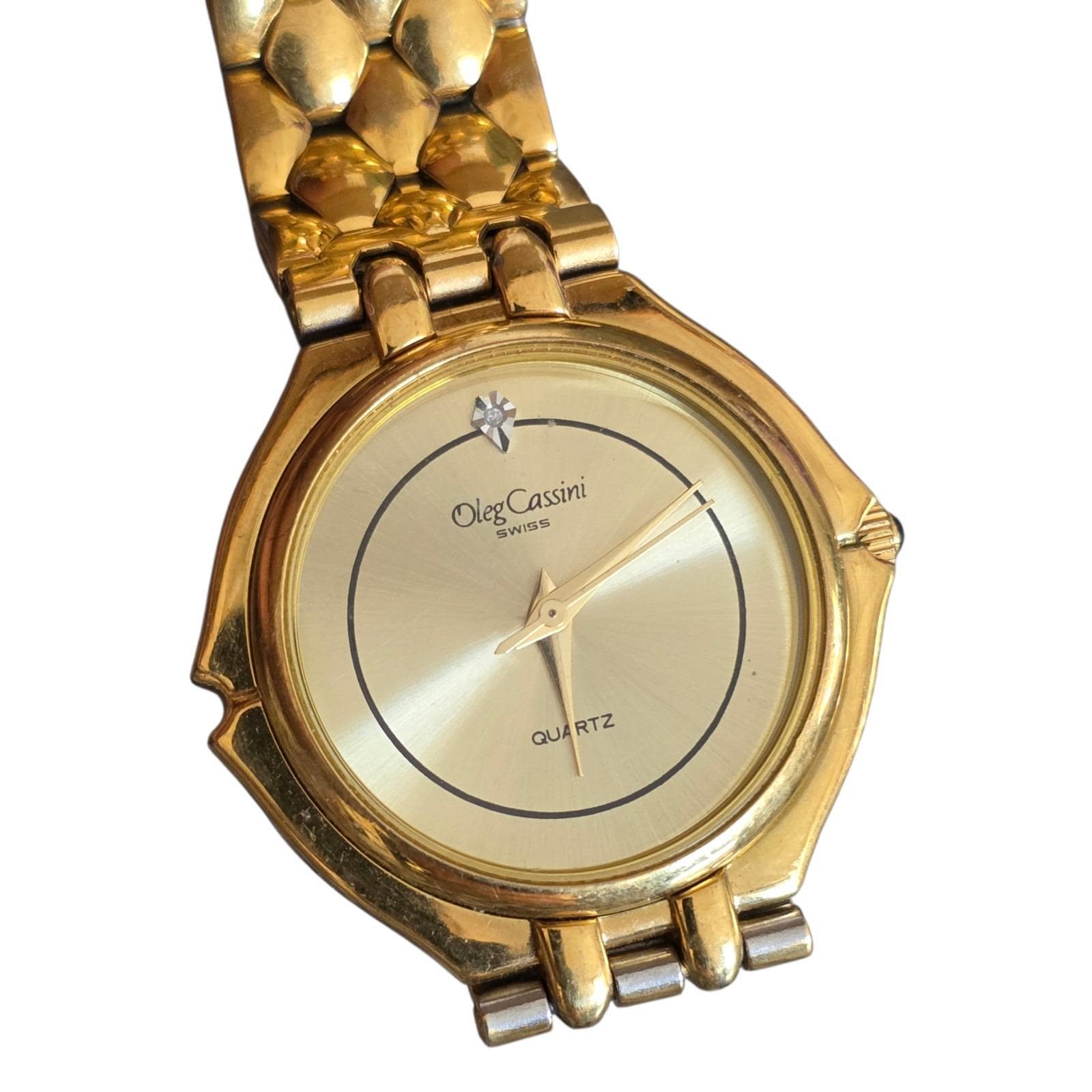 Oleg Cassini Vintage NIB genuine diamond watch two toned gold and silver Vintage Oleg Cassini Diamond 31-105 Women main image 3