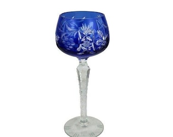 Verre taillé traube impérial en cristal bleu cobalt jarret jarret