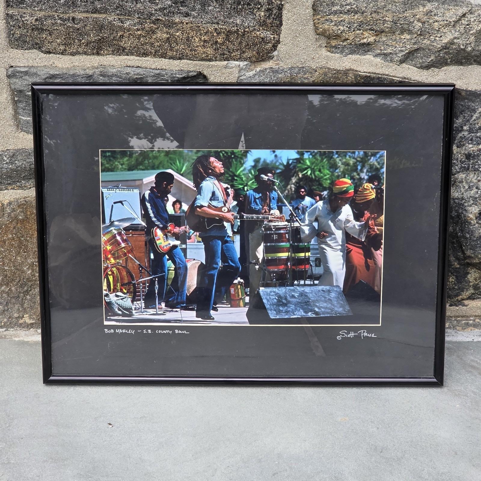 Rare Framed Bob Marley Photograph Santa Barbara Bowl by Scott