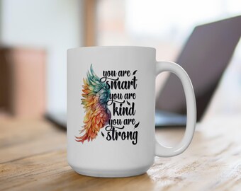 Inspirational Ceramic Coffee Mug: Colorful Nature Design, Encouragement Gift