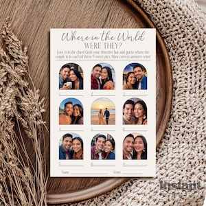Where Were They Game Template, Editable Bridal Shower Guessing Game, Photo Memory Printable, Engagement Party Activity