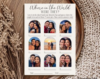 Where Were They Game Template, Editable Bridal Shower Guessing Game, Photo Memory Printable, Engagement Party Activity