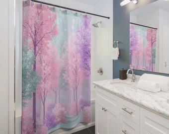 Serene Forest Shower Curtains | Botanical Bathroom Decor, Spring Vibes, Gift for Nature Lovers, Home Refresh, Floral Print
