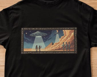 Ancient Aliens Comfort Colors T-Shirt | Geschenkidee für Astronauten | Alien-Shirt | UFO-Pyramiden-Verschwörungstheorie-T-Shirt | Vintage-Alien-Shirt für Herren