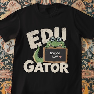 Retro Alligator Lärare Grafisk T-shirt, Rolig Klassrumströja för Lärare, Lekfull Skoltröja, Lärare GATOR T-shirt, Alligator Lärare T-shirt