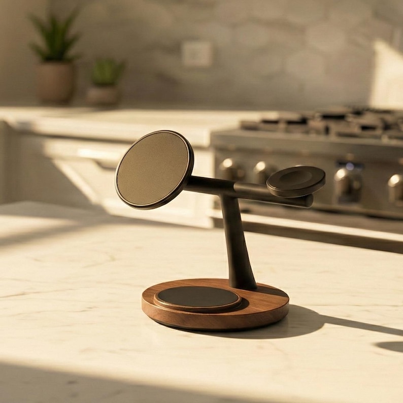Walnut Wood 3-in-1 Magnetic Wireless Charger, Award-winning Design (USA/CANADA 30W Power Adapter Included) image 1
