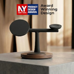 Walnut Wood 3-in-1 Magnetic Wireless Charger, Award-winning Design (USA/CANADA 30W Power Adapter Included) image 2