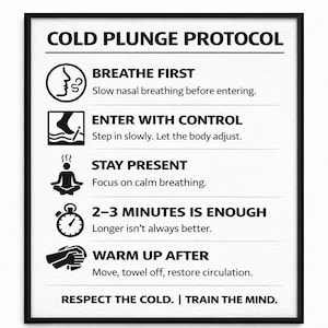 Cold Plunge Protocol Sign, Ice Bath Rules Poster, Wellness Guide (Digital Download)