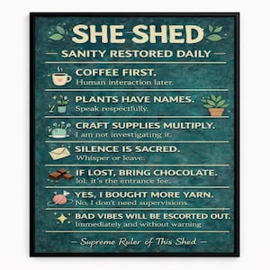 Funny She Shed Rules Sign | Sassy Decor Printable (Digital Download)