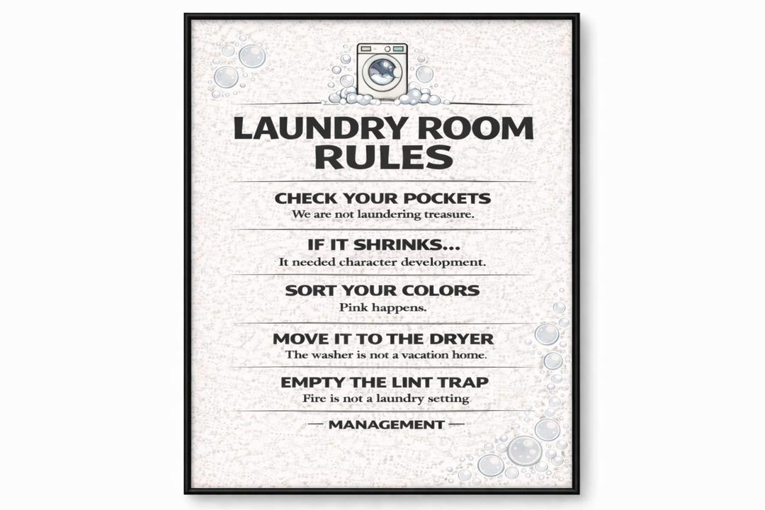 Laundry Room Rules Sign | Funny Wall Art, Laundry Decor (digital ...