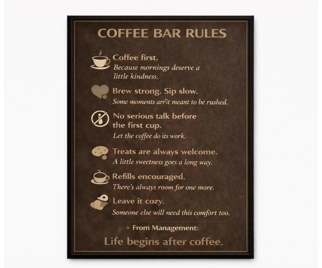 Coffee Bar Rules Print – Farmhouse Kitchen Sign (digital Download) - Etsy