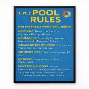 Letrero divertido con las reglas de la piscina / Decoración divertida para la piscina (descarga digital)