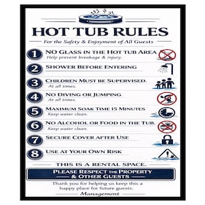 Hot Wanne Regeln Schild | Moderne Verleih Sicherheitsregeln (Digitaler Download)