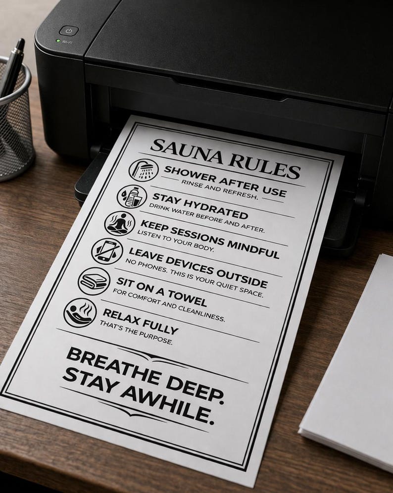 sauna-rules-sign-black-white-modern-spa-decor-wellness-room-art