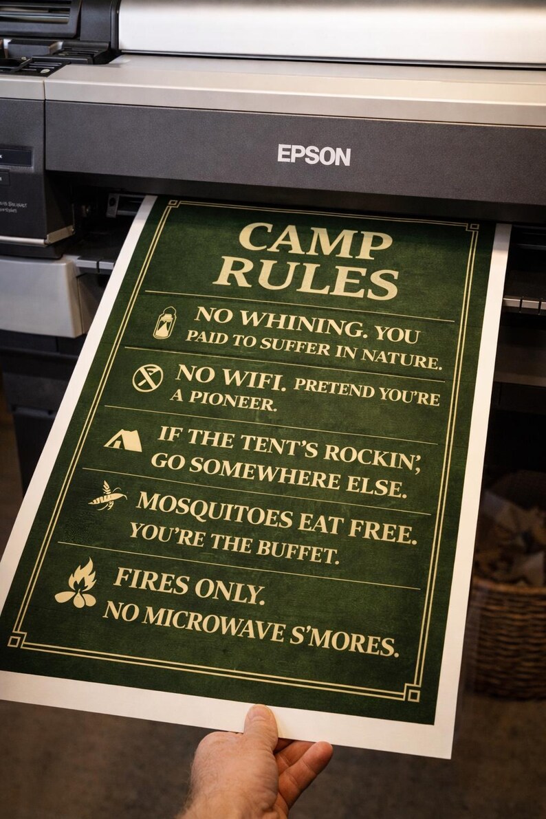 Funny Camp Rules Sign – Rustic Lodge Wall Art (digital Download) - Etsy