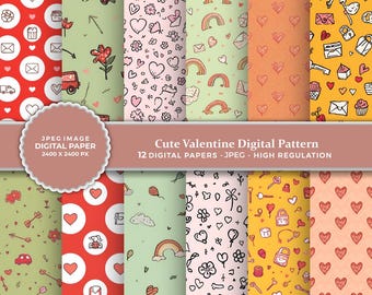 Valentine Seamless Paper | Hearts, Scrapbooking (Digital Download)
