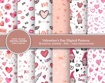 Valentine's Day Heart Digital Paper, Digital Romantic Pattern (JPEG)